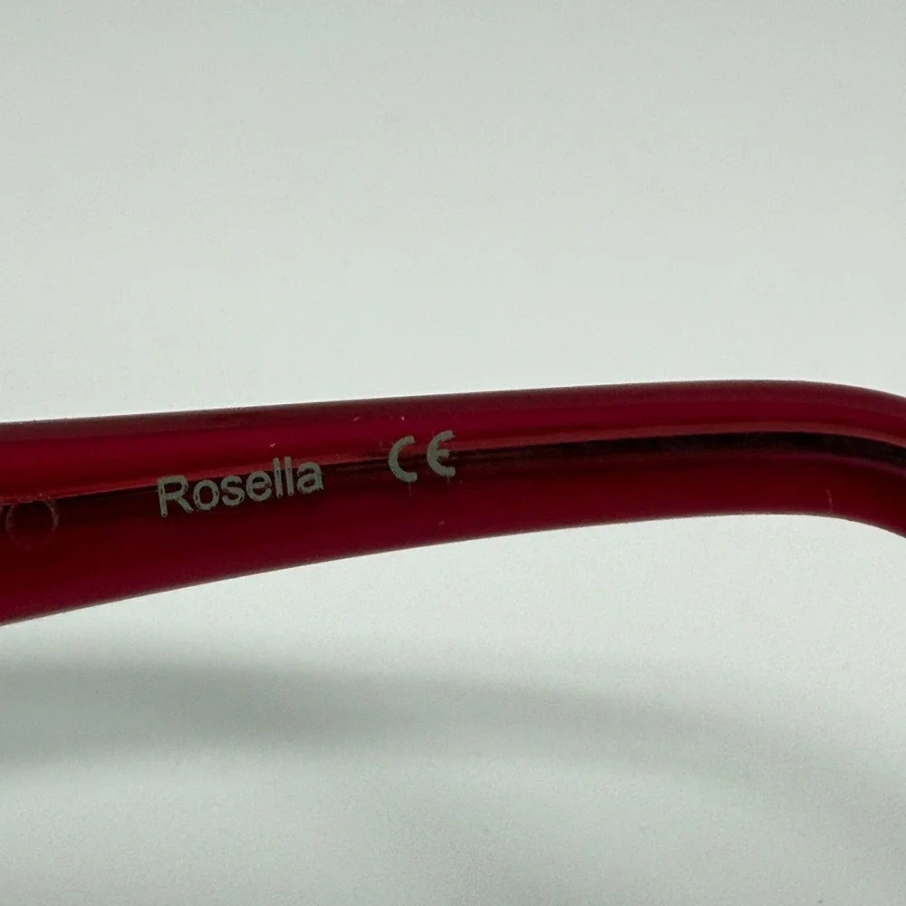Rosella Ruby Eyeglasses‎ Frames 53-15-135 Burgundy Floral Temple Detail 22294